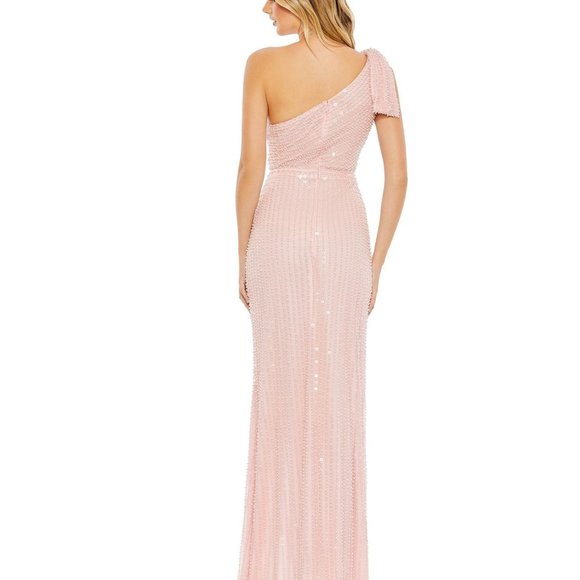 NWT MAC DUGGAL ONE SHOULDER PEARL EMBELLISHED GOWN 93735 - Picture 4 of 5